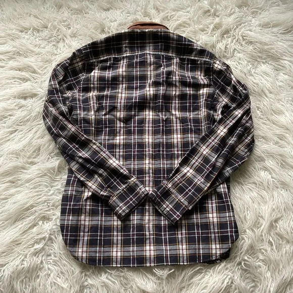 Brooks Brothers Red Fleece Plaid Shirt Corduroy Collar Pockets - Picture 4 of 6